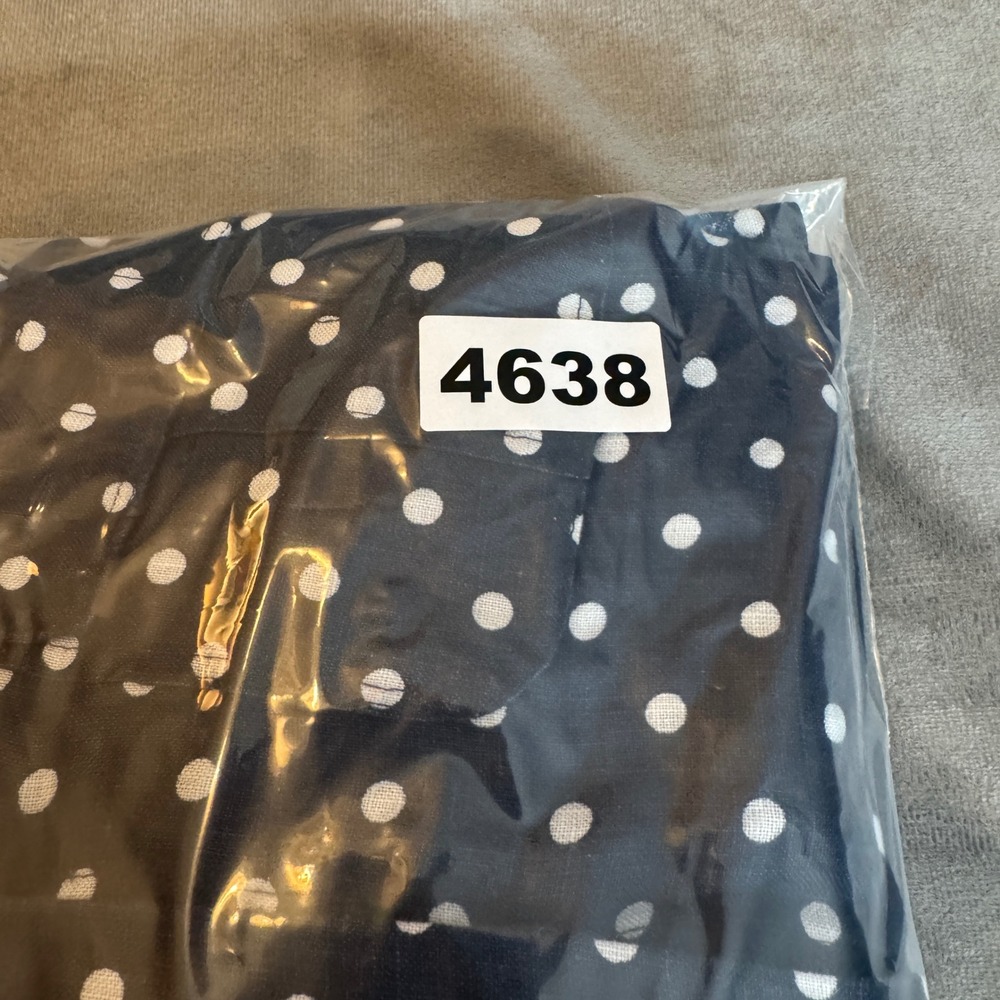 Charter Club Womens Linen Button Up Shirt M Blue Roll Tab Polka Dot Coastal - Picture 8 of 8